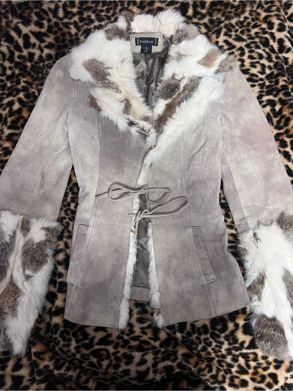 Y2k Bebe Suede & Rabbit Fur Jacket